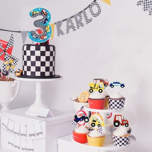 Transport Cake Toppers 7-Piece Set of Kids' Car Themed 1st Birthday Decoration, Great for Boys and Girls Car Themed Birthday Parties, Truck Themed Parties, or Baby Shower Party Decorations. SugarGera in Kuwait