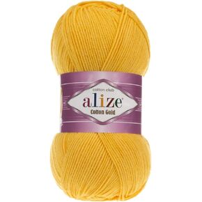 55% Cotton 45% Acrylic Alize Cotton Gold Yarn 1 Skein/Ball 100 gr 360 yds (216-Dark Yellow)