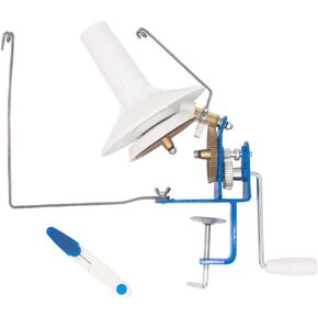 (High Speed) LAMXD Large Capacity Yarn Winder 10-Ounce, Hand Operated Jumbo Metal Yarn Ball Winder, Large Yarn Ball Winder with Thread Cutter Scissors, Blue and White