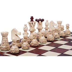 Beautiful Handcrafted Wooden Chess Set with Wooden Board and Handcrafted Chess Pieces -1-2 players, Gift idea Products (21" (55 cm))