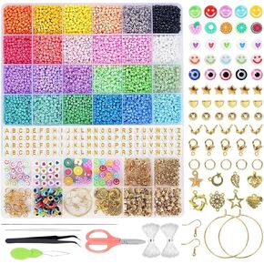 JMENGYI 24 Colors 3mm Glass Seed Beads for Jewelry Making Small Beads Friendship Bracelet Kit for Adults Bracelet Making Kit Beads with Accessories Charms DIY Gifts.