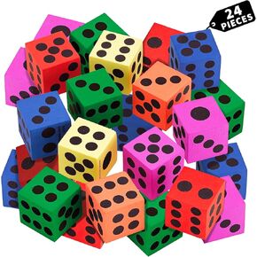 Big Foam Dice Set - 24-Pack, Jumbo, and Colorful Dice for Kids - Ideal for Boosting Math Skills, Great Gifts, and Party Fun