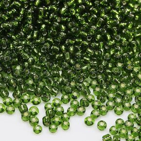 Bala & Fillic Size 2mm 12/0 حبات بذرة زجاجية صافية حمراء حمراء الفضة المبطنة بذور حوالي 10000pcs/110g في الصندوق (المبطنة بالفضة الحمراء)