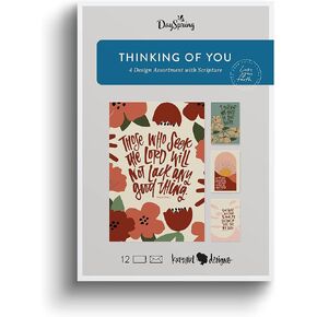 DaySpring - Thinking of You Greeting Cards - 4 Katygirl Design Assortment with Scripture - 12 Thinking of You Boxed Cards & Envelopes (U1207)