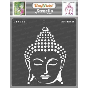 stencles buddha القابلة لإعادة الاستخدام للطلاء على الخشب والقطن والورق والضرب والطابق والجدار والبلاط - بوذا - 6 × 6 بوصات - فنية وحرف ديي للديكور المنزلي - الاستنسل البوذي in Kuwait