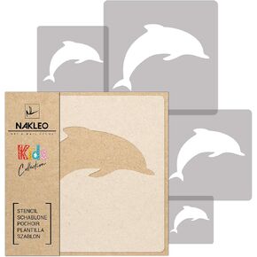 NAKLEO Painting Stencils Set for Kids, 5 Pcs Templates 3.5" to 13.4" Sea Coral, Plastic and Reusable Drawing Stencils, Children Room Decor, Craft DIY Wall Furniture