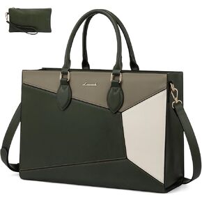 LoveVook Laptop Bag for Women ، 15.6 LNCH مقاومة للماء حقيبة من الجلد الخفيف الوزن ، وأكياس عمل مكتب الأعمال الاحترافية مع محفظة القابض ، وحقائب كتف الكمبيوتر الكبيرة ، والأسود