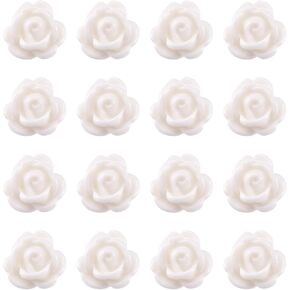 Cheriswelry 50Pcs Hot Pink Rose Flower Resin Beads 9mm Opaque Rose Flower Resin Beads Flat Back Flower Beads Floral Loose Spacer Beads for DIY Bracelet Earring Jewelry Making Crafts