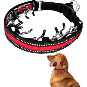 Martingale Anti-Pull Dog Collar. Reflective Anti-Lost Walking Collar for Large Medium Small Dogs. Buckle Adjustable Training Nylon Collar, Black (L)