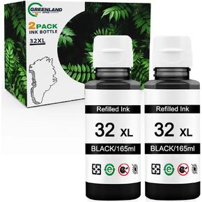 Compatible with HP 32 32XL Ink for HP Smart Tank 7602 7301 6001 5103 5101 5000 5102 757 7601 7601 755 6002 7302 7001 Smart Tank Plus 551 651 455 457 450 Ink Printer(2 Bottle of 165ml Black)