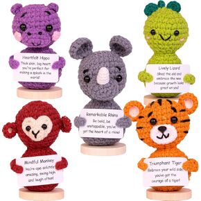 Cheerspace Safari Sweeties – Positive Crochet Animals, Emotional Support Crochet, Employee Appreciation Gifts Bulk, Inspirational Gifts for Women, Emotional Support Plush, Positive Potato