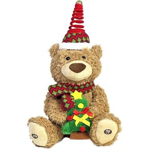 LANGXUN Christmas Teddy Bear Plush Toy with Singing & Voice Recording for Kids Adults Christmas Decorations, Birthday Gifts for Boys and Girls, Premium Plush Toy for Ages 1& Up Baby Toddlers, 15.5"