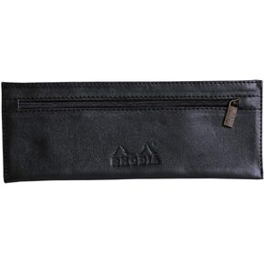 Rhodia 118449C - Flat Pencil Case Soft Epure Black Leather - 22 x 8.5 cm - Filing and Storage of Documents - Genuine Leather - Storage for Pens, Pencils, Markers, Small Supplies