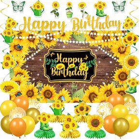 29pcs Sunflower Birthday Party Decorations Sunflower Happy Birthday Banner Hanging Swirls Sunflower Table Centerpieces Sunflower Balloons Sunflower Baby Shower Decorations Supplies