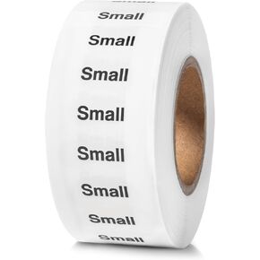 250pcs Small Clothing Size Strip Labels, 1.25" x 5" Labels, Small, 250 Labels/Roll, Clear Clothing Size Strip Sticker Labels for Shirts, Pants, Accessories, Retail Clothing