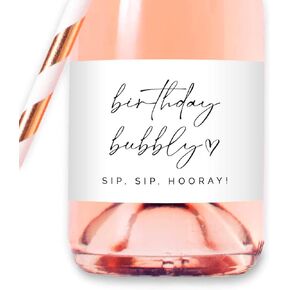 Birthday Bubbly - 12 Mini Champagne Bottle Labels, Waterproof Sticker for Birthday Party Celebration