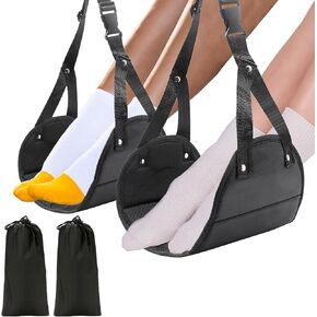 2-Pack Airplane Foot Hammock Travel Essentials - Portable Airplane Foot Hammock for Plane Travel - Length Adjustable Airplane Foot Rest - Perfect Airplane Foot Hammock to Relax Your Feet