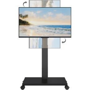 Stand-Duty Rolling TV Stand للحصول على أجهزة تلفزيون 32-75 بوصة-عربة تلفزيونية متنقلة مع 60 درجة دوارة ، قابلة للتعديل ، وظيفة ، دوران/المناظر الطبيعية ، وظيفة الإمالة | سعة 88 رطلاً لغرفة المعيشة والاستخدام في الهواء الطلق