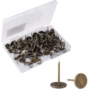 100pcs Heavy Duty Thumb Tacks, Alloy Flat Head Push Pins Upholstery Pushpins Decorative Nails for Wood Fabric Upholstery Cork Bulletin Board Home Office DIY Projects (Bronze)