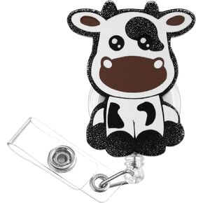 Cow Badge Reels Holder Retractable RN CNA Nursing Badege Holder, Cute Nurse Nursing Student ID Badge Clip, Funny Cow Accessories for Nurse Doctor Medical Assistant Hospital Office Student