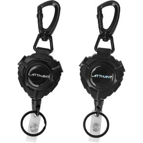 Badge Holder Retractable Clip, Heavy Duty Retractable Keychain with 31.5 in Smooth Steel Cord, Durable 360-degree Rotating Carabiner Retractable Badge Holders for Work, Fishing,Car Key, 9 oz