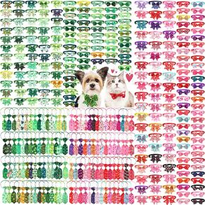 Talltalk 360 Pcs Valentine‘s Day Dog Bow Ties Collar Set St Patrick's Day Dog Neckties Adjustable Dog Grooming Accessories for Dogs Cats Valentines St Patrick's Day Decoration(Valentine)