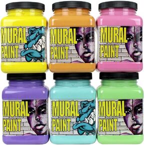 CHROMA Acrylic Mural Paint for Interior and Exterior Murals - Lightfast, Mixable, Hard-Wearing Vibrant Pigment, 6 Tint Set (2893)