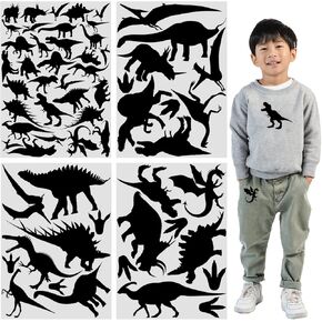 Iron On Black Dinosaurs Silhouette Dinosaur Footprint Heat Transfer DIY Fabric Vinyl for Sport Jerseys T Shirts Clothes Slogan Printing Crafts Decal (Color 1)