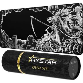 Hystar Extended Gaming Mouse Pad | XXXL 45" x 20" | 5mm Thick, Waterproof Surface, Smooth Polyester Fabric, and Natural Rubber Base | Death