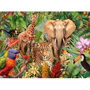 Springbok's Jungle Animal Mashup 500 Piece Puzzle for Adults and Families Features a Colorful Collage of Your Favorite Safari Animals