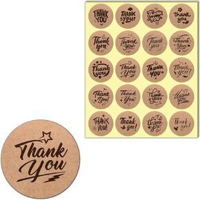 500 Pieces, 20 Designs - Large Thank You Stickers Small Business, Brown Kraft Labels - 2 inch