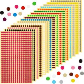 6528 Pcs Colored Dot Stickers 1/4" Mini Color Labels 16 Colors Small Circle Stickers Dot Stickers for Office,Classroom Finishing and Marking