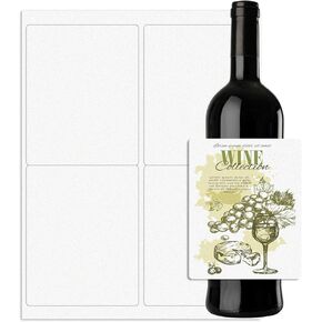 Mr-Label Printable White Shimmer Paper Wine Bottle Labels 4" x 5" - Large White Metallic Paper Self Adhesive Labels - Laser Printing (White Shimmer, 10 Sheets Total 40 Labels)