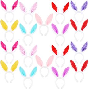 18 Pcs Easter Bunny Ears Headbands Plush Rabbit Ears Headbands Colorful Ear Rabbit Hairband for Kids and Adults Easter Cosplay Party Dress Up Accessories