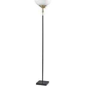 Adesso 5007-01 Noah 300 Watt Torchiere, 71 in., 2 x 150W, Black w/Antique Brass, 1 Floor Lamp