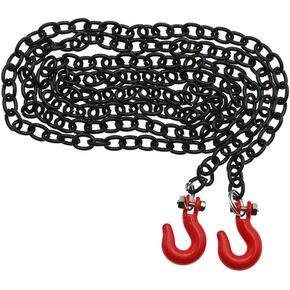 Metal Trailer Chain with Tow Hook RC Car Accessories for SCX10 Traxxas TRX4 CC01 HSP 94180 RC4WD D90 1/10 RC Crawler Car. Black& Red