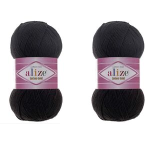 Alize Cotton Gold Yarn 55% Cotton 45% Acrylic Yarn Crochet Hand Knitting Art Lot of 2 Skeins 200gr 722yds (60-Black)