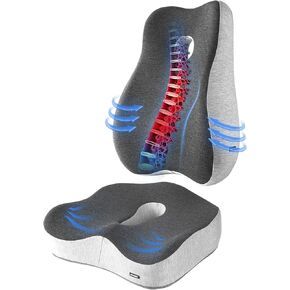 Ultimate Comfort Office Chair Cushion Set - Relieve Sciatica, Back Pain, and Tailbone Discomfort with Lumbar Support Pillow and Seat Cushion - Perfect for Home, Office, and Gaming Chair