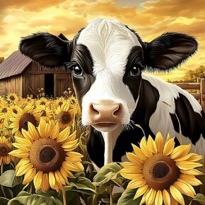 CEOVR Cow Diamond Painting Kits, Diamond Art Dots for Adults Beginners, 5D Full Drill DIY Crystal Gem Art, Adult Crafts Kits Arts and Crafts, Wall Decor for Home Office 12x12inch