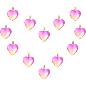 Xeahung 12 Pcs Heart Shaped Pendants Glass Crystal Glass Beads Charms for Jewelry Making Bracelets Earring Necklace Adults DIY Art Craft Projects Christmas Birthday Women Gifts