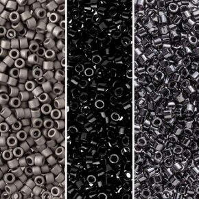 Miyuki Delica Seed Beads Bundle: Size 11/0, Midnight Palette Collection DB1, DB10, DB321-3 Tubes of 7.2 Grams