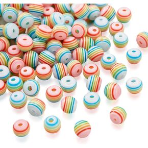 Cheriswelry 100pcs Round Black White Striped Acrylic Beads 6x5mm Chunky Ball Zebra Lined Striped Bubblegum Gumball Bead Spacers for DIY Jewelry Making Supplies Women Girl