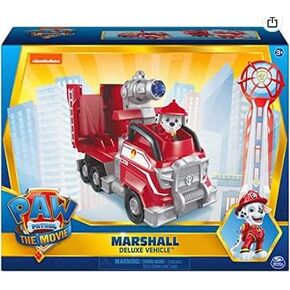 Paw Patrol, Marshall’s Deluxe Movie Transforming Fire Truck Toy Car with Collectible Action Figure, Kids Toys for Ages 3 and up