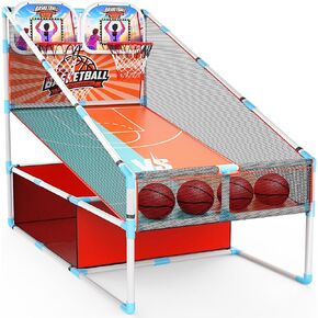 2 Players Arcade Basketball Game Set LED Light Electronic Scoreboard Basketball Hoop for Kids 3-12 Years Old Indoor Outdoor Sport Play Toys Carnival Games Boys Girls Toddlers Birthday Gift