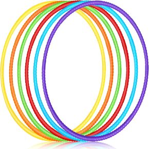 SRATTE 6 PCS تمرين على الأطواق البلاستيكية القابلة للتعديل القابلة للضبط معا ألعاب الملعب للألوان للألوان للألعاب الفتيات والفتيان ، والرياضة ، والتدريب على الكلاب (28 بوصة ، ألوان بسيطة)