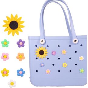 8 PCS Flower Charm ملحق لأكياس BOGG وببساطة حقائب الجنوبية ، إدراج إكسسوارات مزخرفة حقيبة الشاطئ