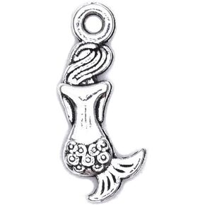 VIDRIO Pack of 80 Mermaid Charms Pendants Silver Craft Supplies for Jewelry Making Tibetan Accessories for Bracelets Necklace DIY