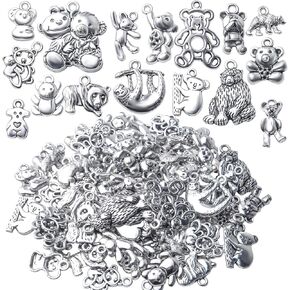 100g Antique Silver Bear Charms Alloy Animal Charms Teddy Bear Charm Pendants for DIY Bracelet Necklace Jewelry Findings Making Accessories