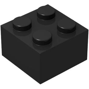 Classic Brick Block Bulk, Black Bricks 2x2, Building Bricks Flat 100 Piece, Compatible with Lego Parts and Pieces: 2x2 Black Bricks(Color:Black)