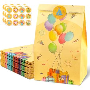 VGOODALL LovesTown 36 Pack Party Favor Bags with Stickers, 4.7"x 3.1"x 8.7" Small Gift Bags for Kids Birthdays Classroom Goodie Supplies